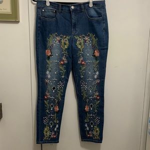 Venus heavily embroidered cutout jeans